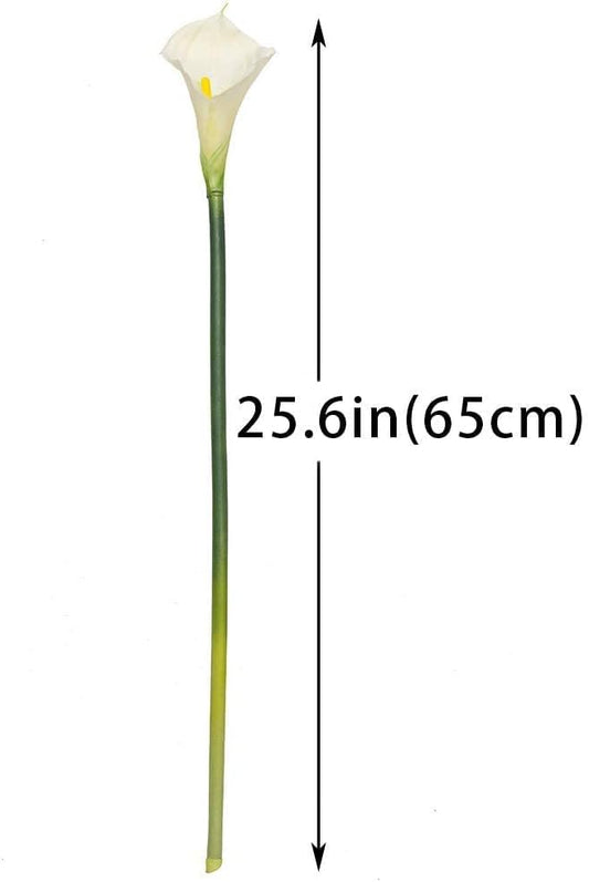 Künstliche Calla-Lilien Blumenstrauß aus Latex, 64 cm, 5 Stück, Ideal für Zuhause, Wohnzimmer, Schlafzimmer, Esstisch, Büro und Hochzeiten (Weiß)