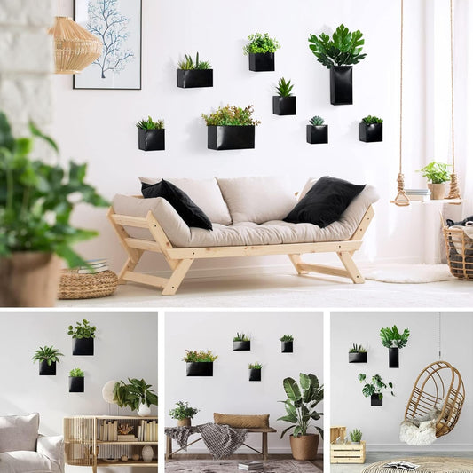 Set of 8 Metal Hanging Planters for Wall Decoration - Wall Vases for Flowers and Plants, Ideal for Garden Decor