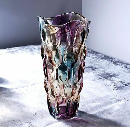 Hey_You Glass Flower Vase, Modern Minimalist Nordic Design, Handmade Hydroponic Floral Arrangement Ornament for Home Dining Table, Ideal Gift for Weddings and Housewarming Parties, Style A - Violet