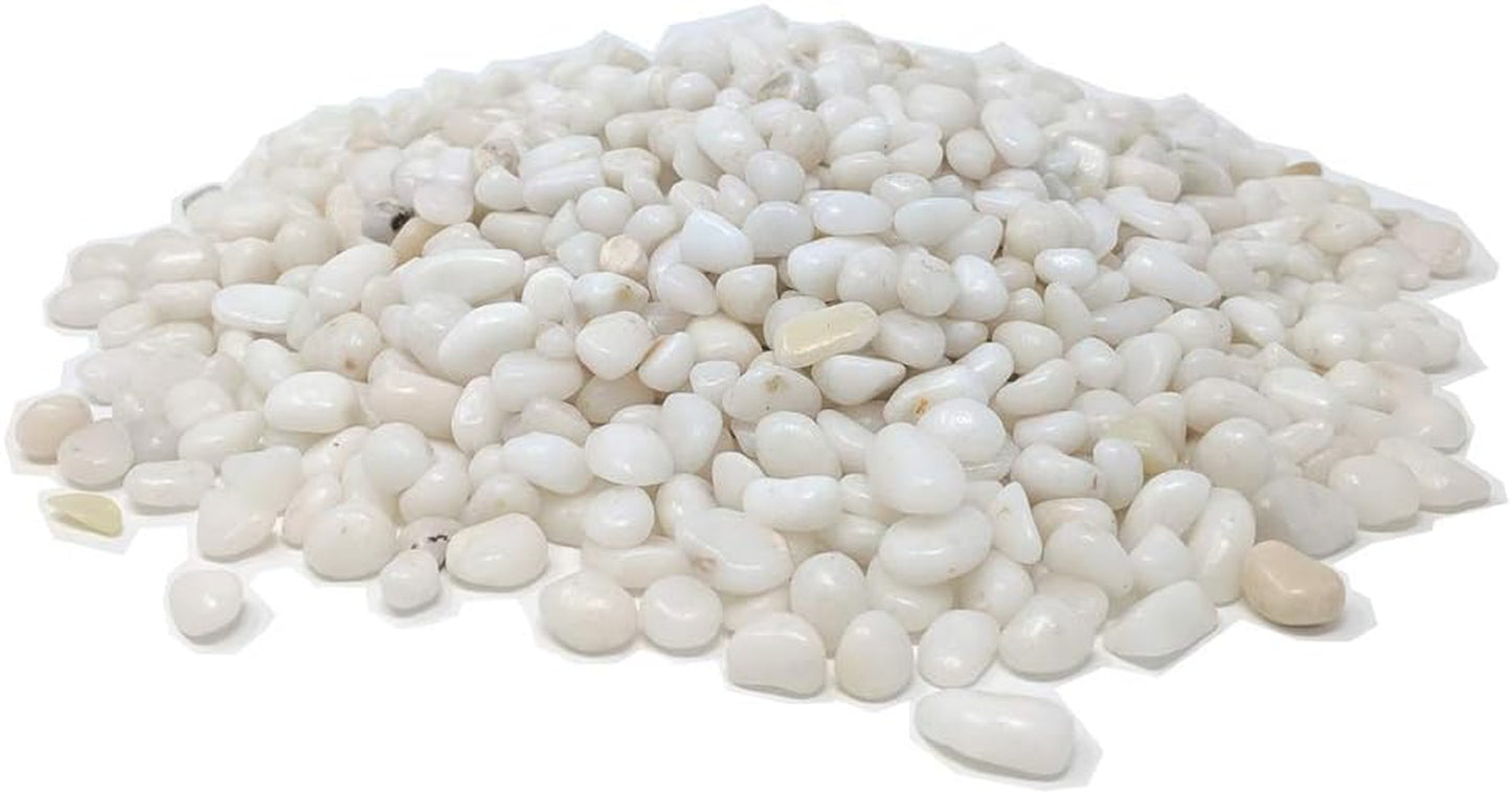 Elegant Polished White Pebbles - 2-Lb Bag of 3/8" Decorative Gravel