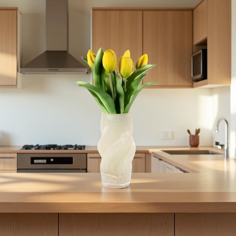 Moderne Handgefertigte Glasvase - Ästhetische Tischdekoration für Zuhause und Büro, Ideal für Rosen und Tulpen