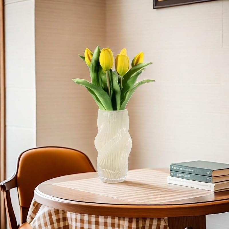 Moderne Handgefertigte Glasvase - Ästhetische Tischdekoration für Zuhause und Büro, Ideal für Rosen und Tulpen