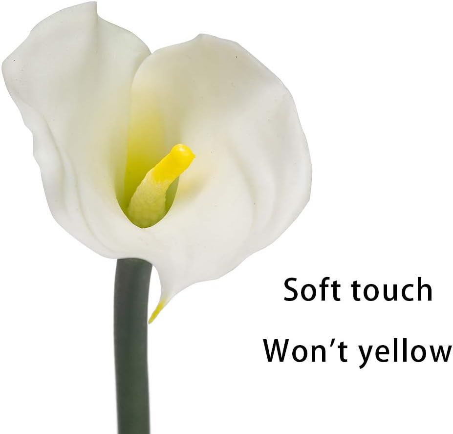 Künstliche Calla-Lilien Blumenstrauß aus Latex, 64 cm, 5 Stück, Ideal für Zuhause, Wohnzimmer, Schlafzimmer, Esstisch, Büro und Hochzeiten (Weiß)