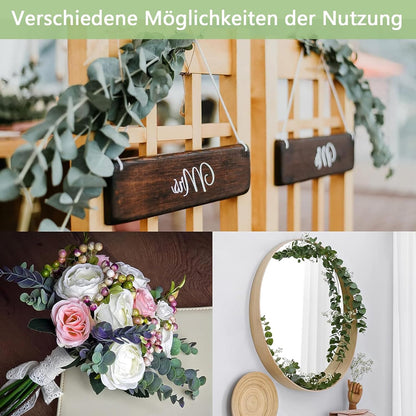 Künstlicher Eukalyptus - 24 Stück Dekorative Pflanzen für Hochzeitsfeiern, Partys und Tischarrangements in zwei Stilen