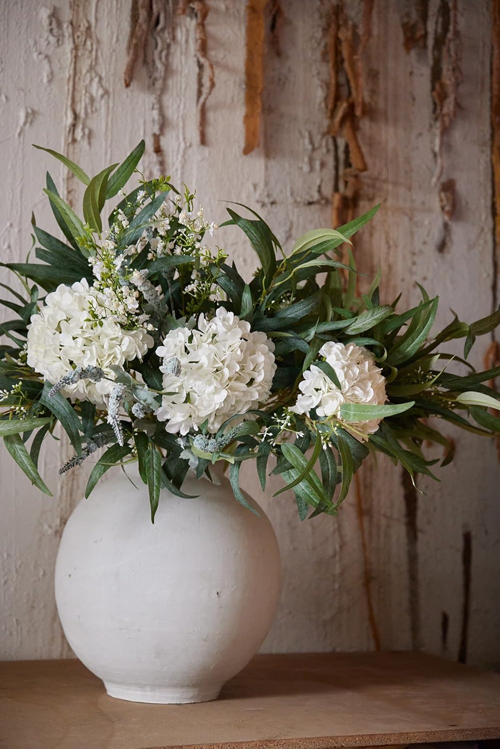 13 Pcs Kunstblumen, Hortensien Kunstblumen, Künstliche Eukalyptusblätter, Kunstblumen Wie Echt, Deko Wohnzimmer, Frühlingsdeko, Hochzeit Deko, Tischdeko, Deko Wohnzimmer Modern
