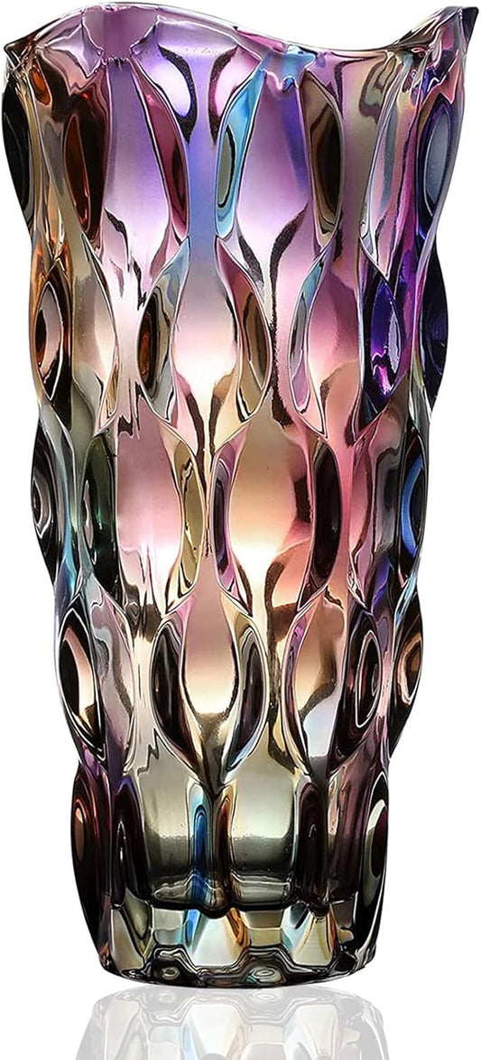 Hey_You Glass Flower Vase, Modern Minimalist Nordic Design, Handmade Hydroponic Floral Arrangement Ornament for Home Dining Table, Ideal Gift for Weddings and Housewarming Parties, Style A - Violet