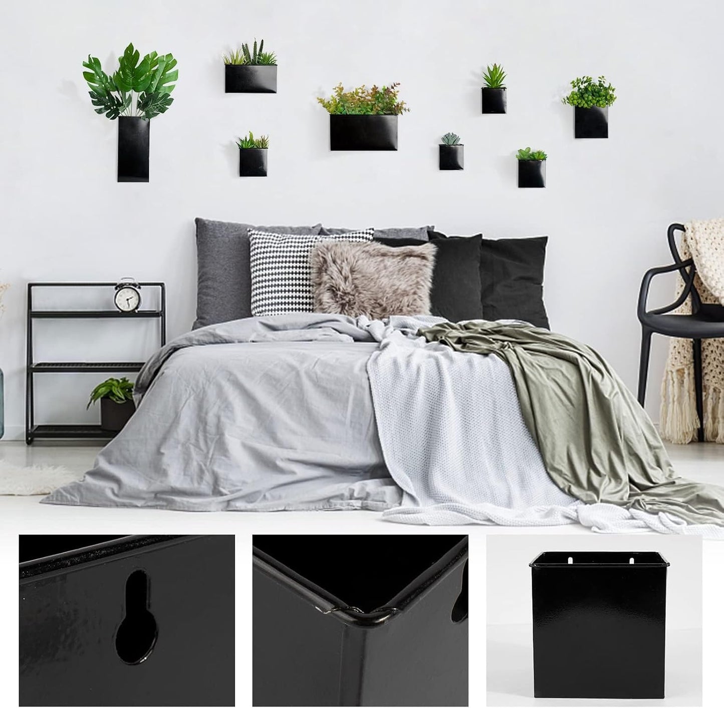 Set of 8 Metal Hanging Planters for Wall Decoration - Wall Vases for Flowers and Plants, Ideal for Garden Decor