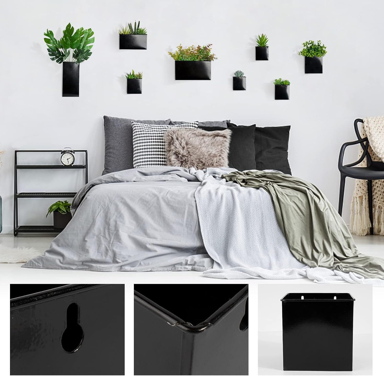 Set of 8 Metal Hanging Planters for Wall Decoration - Wall Vases for Flowers and Plants, Ideal for Garden Decor