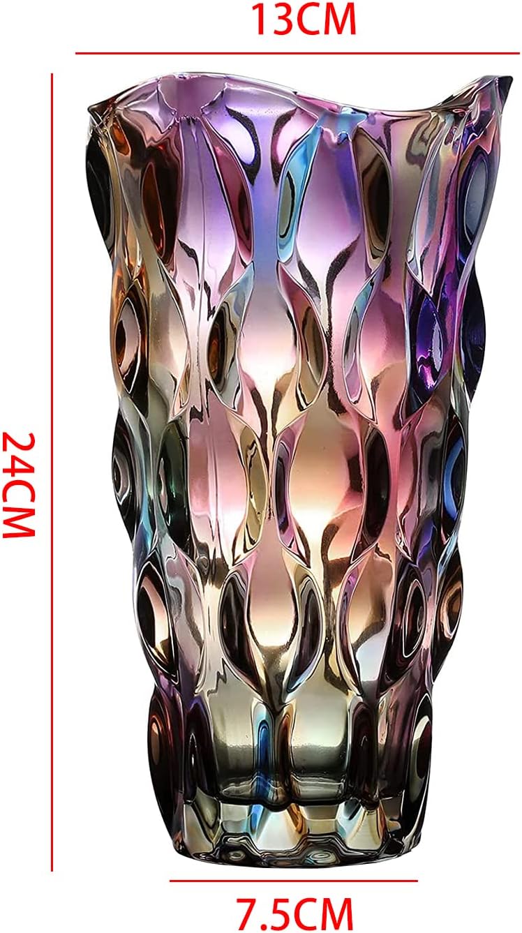 Hey_You Glass Flower Vase, Modern Minimalist Nordic Design, Handmade Hydroponic Floral Arrangement Ornament for Home Dining Table, Ideal Gift for Weddings and Housewarming Parties, Style A - Violet
