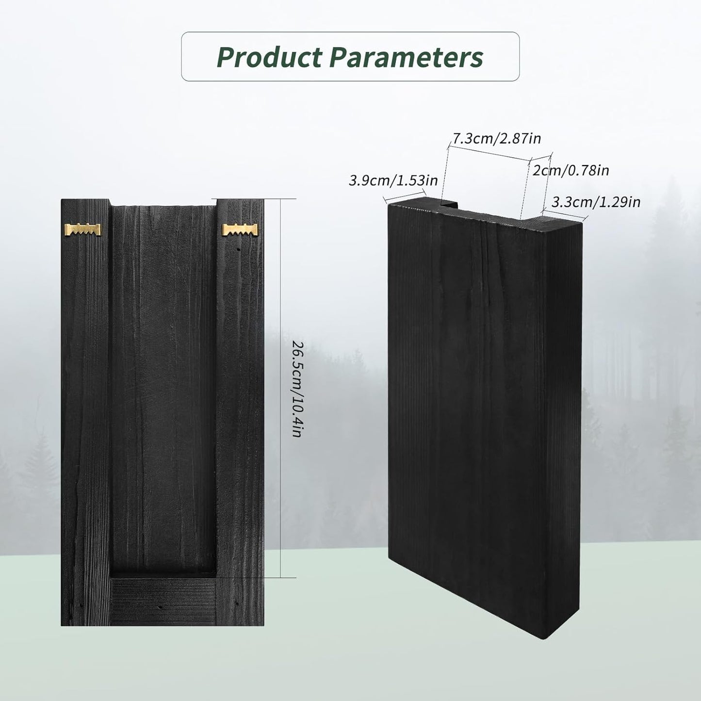 Set of 2 Wooden Wall Planter Vases with Artificial Green Plants for Indoor Decoration - Modern Farmhouse Style Wall Decor for Living Room, Bedroom, Kitchen, and Home Office (Black)