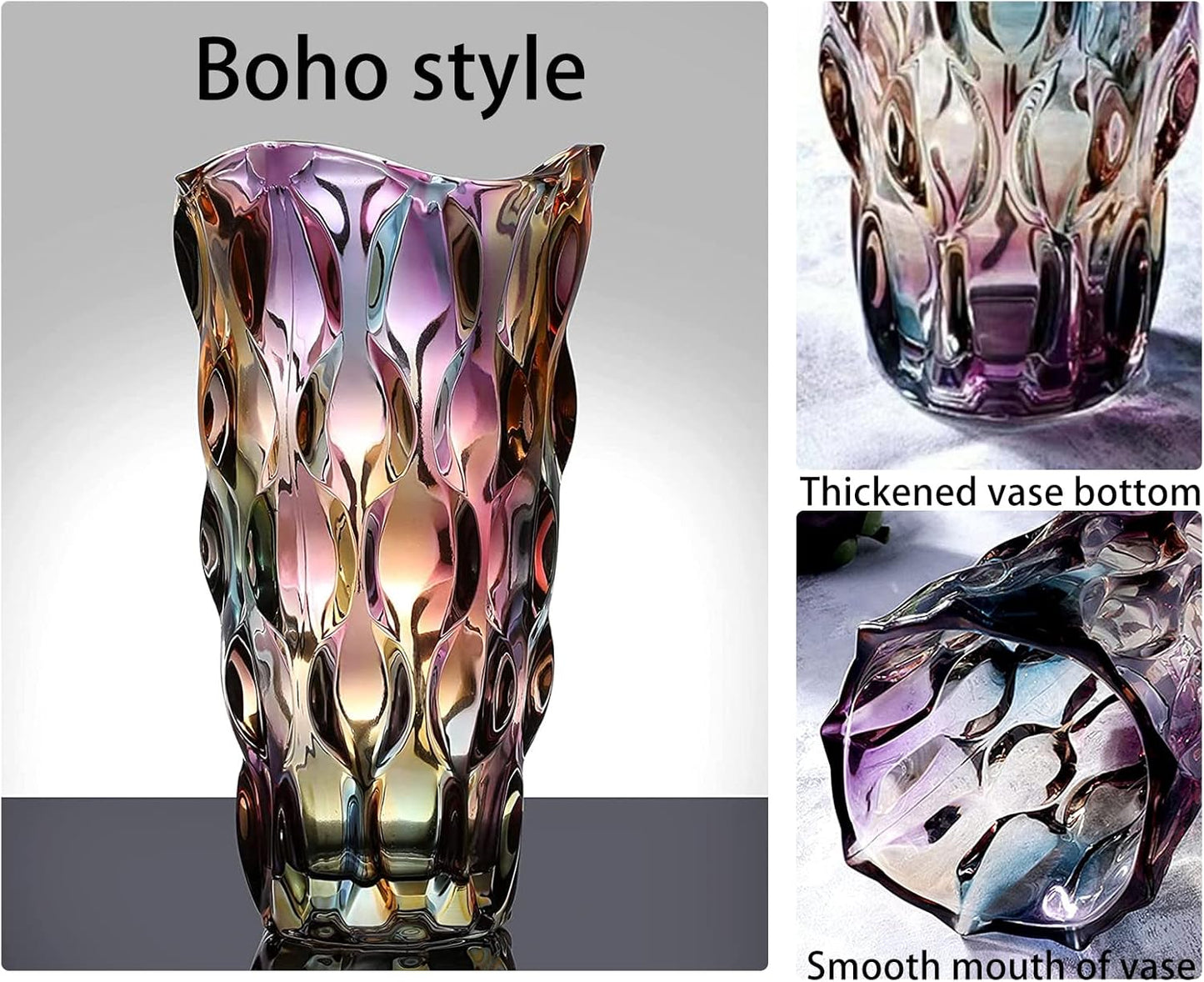Hey_You Glass Flower Vase, Modern Minimalist Nordic Design, Handmade Hydroponic Floral Arrangement Ornament for Home Dining Table, Ideal Gift for Weddings and Housewarming Parties, Style A - Violet