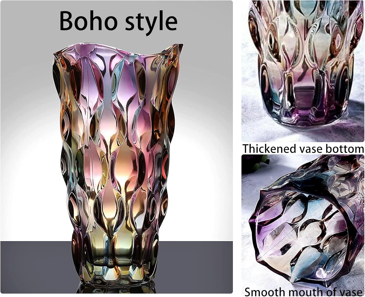 Hey_You Glass Flower Vase, Modern Minimalist Nordic Design, Handmade Hydroponic Floral Arrangement Ornament for Home Dining Table, Ideal Gift for Weddings and Housewarming Parties, Style A - Violet