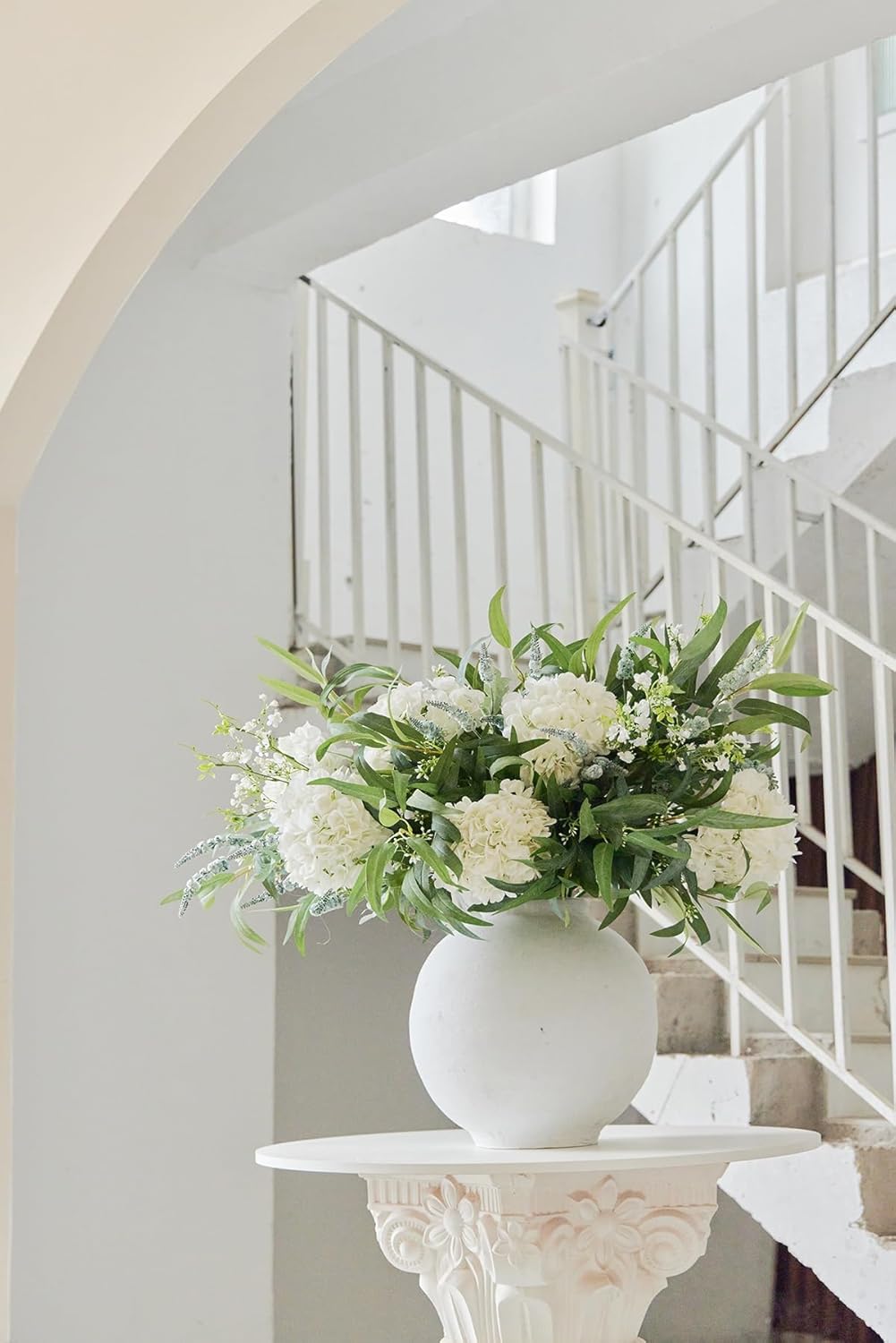 13 Pcs Kunstblumen, Hortensien Kunstblumen, Künstliche Eukalyptusblätter, Kunstblumen Wie Echt, Deko Wohnzimmer, Frühlingsdeko, Hochzeit Deko, Tischdeko, Deko Wohnzimmer Modern