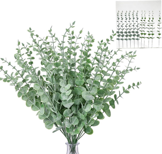 Künstlicher Eukalyptus - 24 Stück Dekorative Pflanzen für Hochzeitsfeiern, Partys und Tischarrangements in zwei Stilen