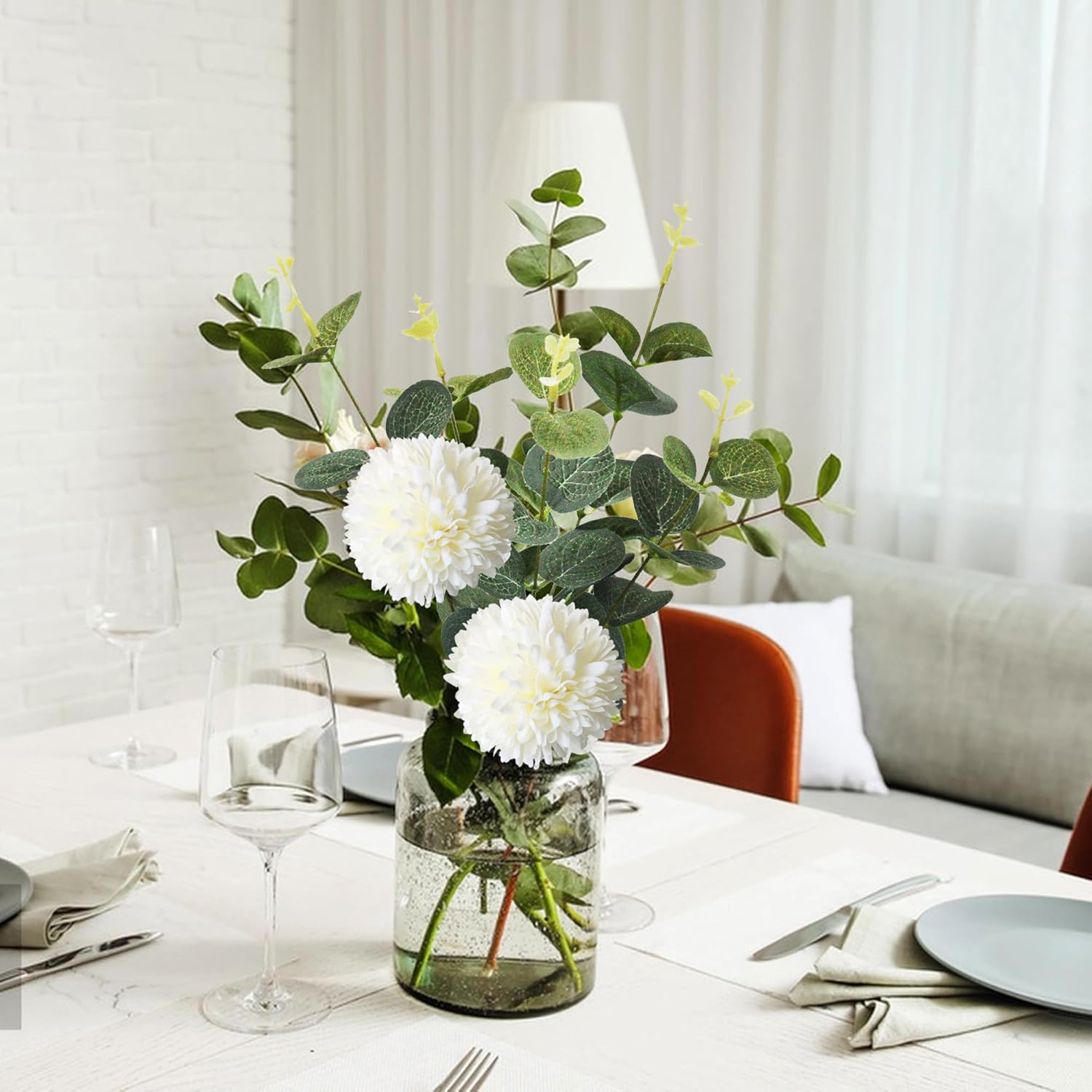 ROLLWAY 55-Piece Artificial Branches & Flowers Set, White Floral Decor with Eucalyptus and Hydrangeas for DIY Bouquets and Wedding Arrangements