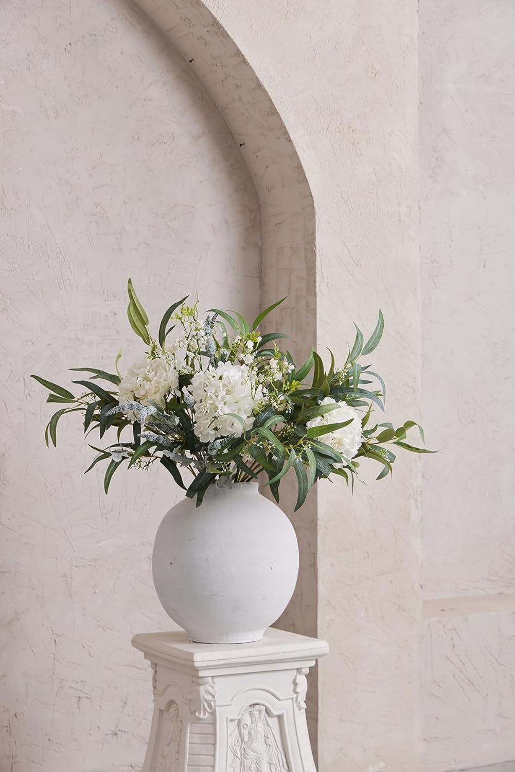 13 Pcs Kunstblumen, Hortensien Kunstblumen, Künstliche Eukalyptusblätter, Kunstblumen Wie Echt, Deko Wohnzimmer, Frühlingsdeko, Hochzeit Deko, Tischdeko, Deko Wohnzimmer Modern
