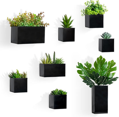 Set of 8 Metal Hanging Planters for Wall Decoration - Wall Vases for Flowers and Plants, Ideal for Garden Decor