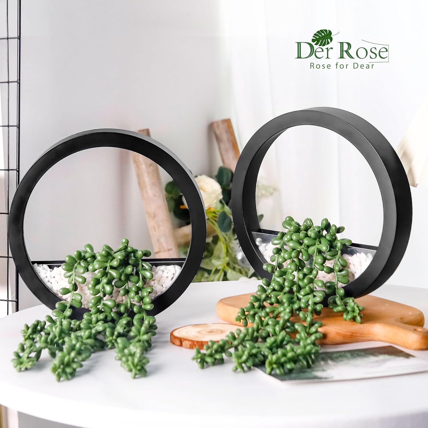 Künstliche Sukkulenten mit Perlenschnur zum Aufhängen, 2 Stück, für Innen- und Außendekoration, Boho-Stil für Wohnzimmer und Badezimmer