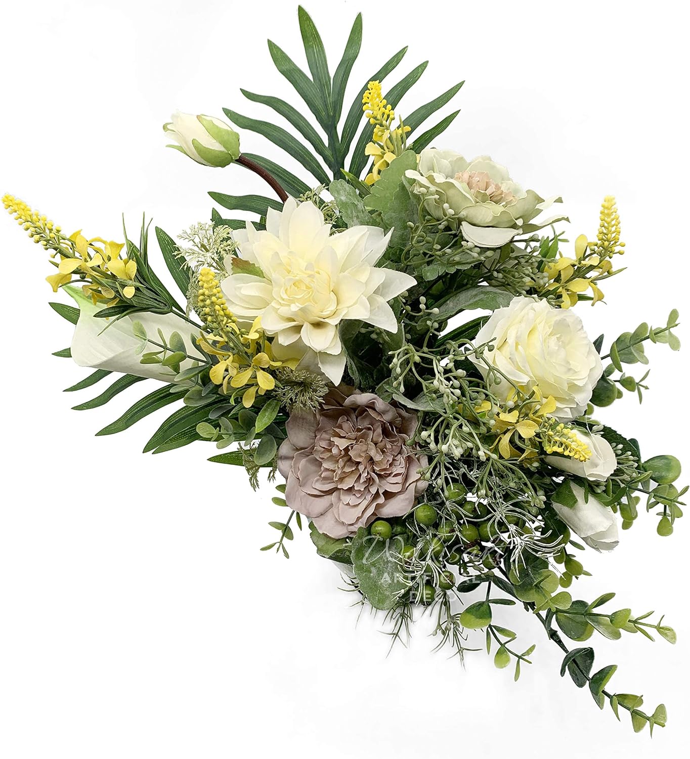 Künstliche Blumenarrangements in eleganter Keramikvase – Dekoration für Zuhause, Küche, Wohnzimmer, Esszimmer und Couchtisch im Bauernhaus-Stil (Grün)