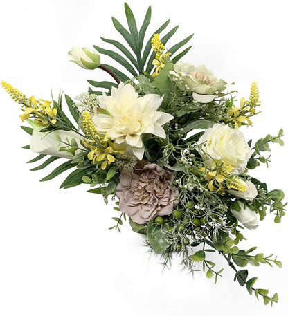 Künstliche Blumenarrangements in eleganter Keramikvase – Dekoration für Zuhause, Küche, Wohnzimmer, Esszimmer und Couchtisch im Bauernhaus-Stil (Grün)