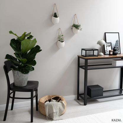 Kazai Wand Vases - Ellie | Set of 3 Hanging Ceramic Planters | Wall Decor for Indoor, Balcony, and Garden | Matte White Finish