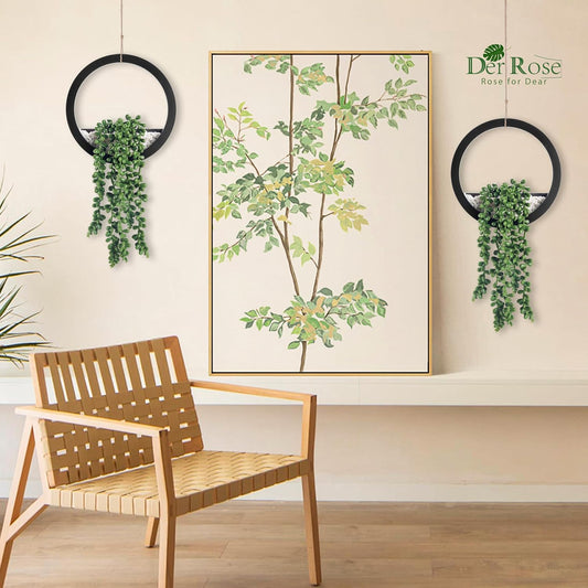 Künstliche Sukkulenten mit Perlenschnur zum Aufhängen, 2 Stück, für Innen- und Außendekoration, Boho-Stil für Wohnzimmer und Badezimmer