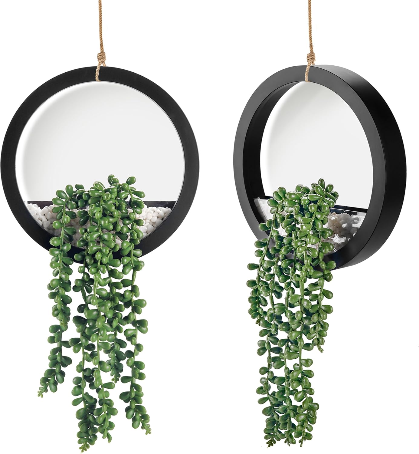 Künstliche Sukkulenten mit Perlenschnur zum Aufhängen, 2 Stück, für Innen- und Außendekoration, Boho-Stil für Wohnzimmer und Badezimmer