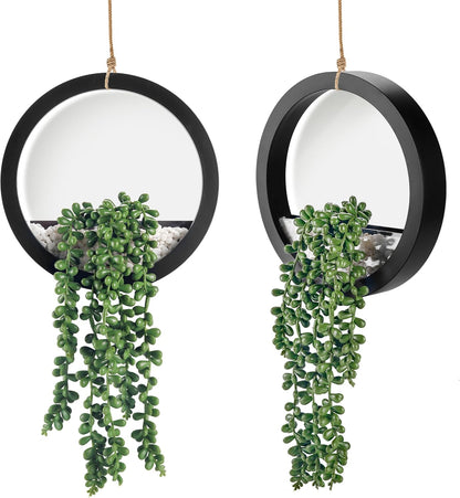 Künstliche Sukkulenten mit Perlenschnur zum Aufhängen, 2 Stück, für Innen- und Außendekoration, Boho-Stil für Wohnzimmer und Badezimmer