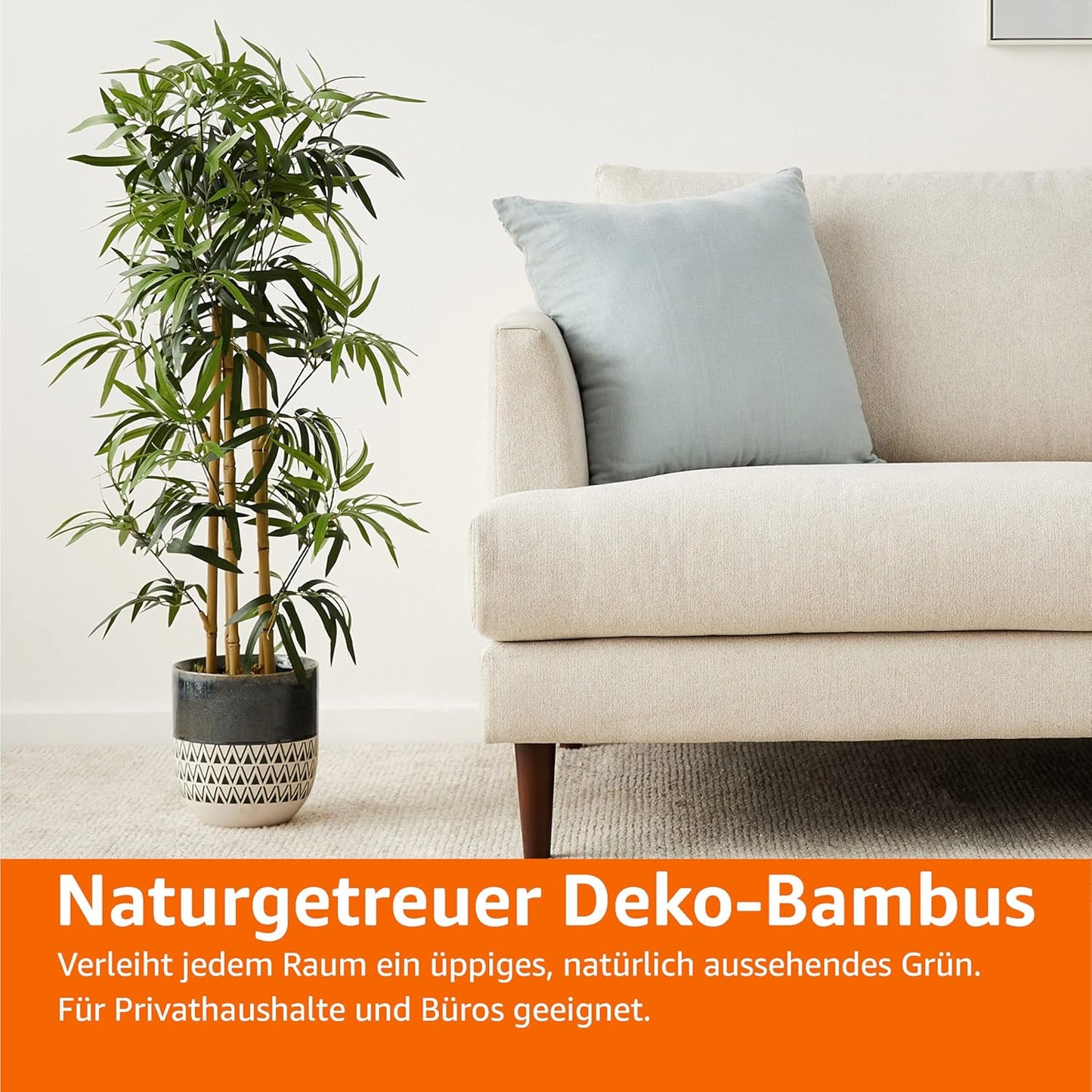 Amazon Basics Künstliche Bambuspflanze mit Kunststofftopf, 100 cm, Grün