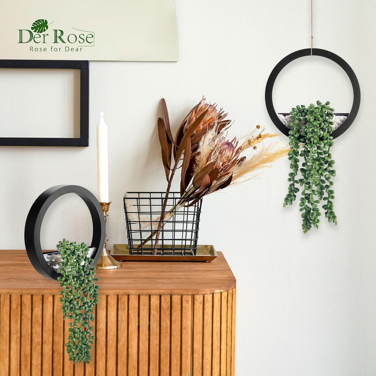 Künstliche Sukkulenten mit Perlenschnur zum Aufhängen, 2 Stück, für Innen- und Außendekoration, Boho-Stil für Wohnzimmer und Badezimmer