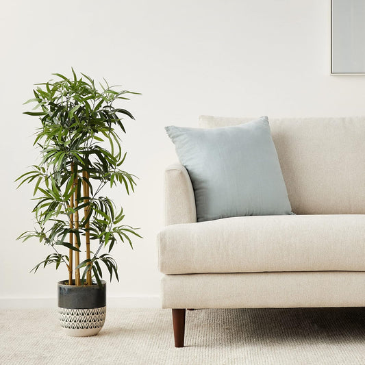 Amazon Basics Künstliche Bambuspflanze mit Kunststofftopf, 100 cm, Grün