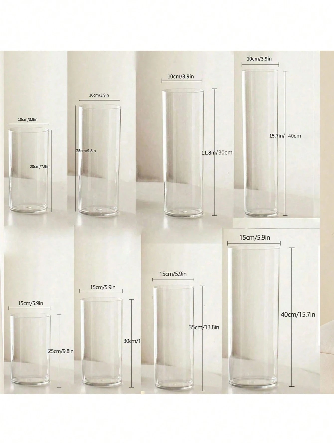 Acrylic Anti-Drop Flower Vase - Elegant Transparent Straight Tube Design for Fresh Flowers, Plants, Hydroponics, Home Decor, Centerpieces, and Table Decoration