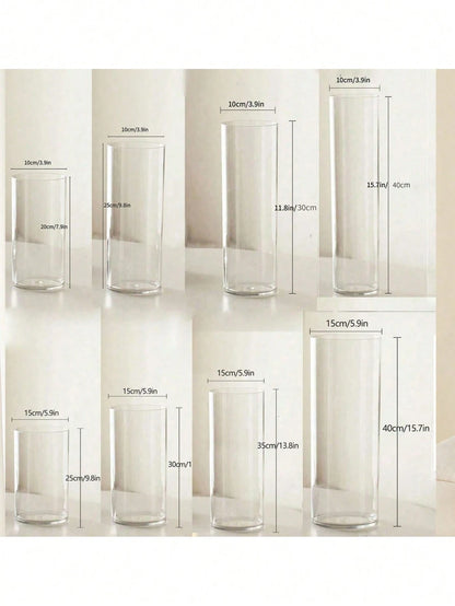 Acrylic Anti-Drop Flower Vase - Elegant Transparent Straight Tube Design for Fresh Flowers, Plants, Hydroponics, Home Decor, Centerpieces, and Table Decoration